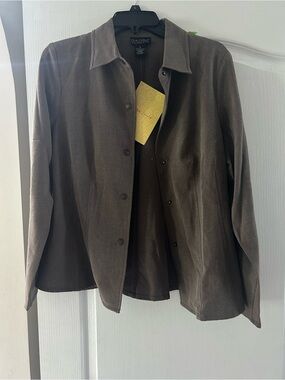 Dialogue Brown Button-Front Blazer Jacket